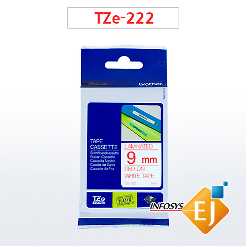 브라더 TZe-222(9mm 흰색바탕 빨강글씨)
